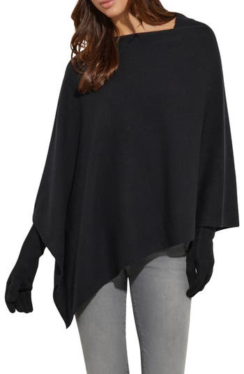 Misook Cashmere Poncho In Black
