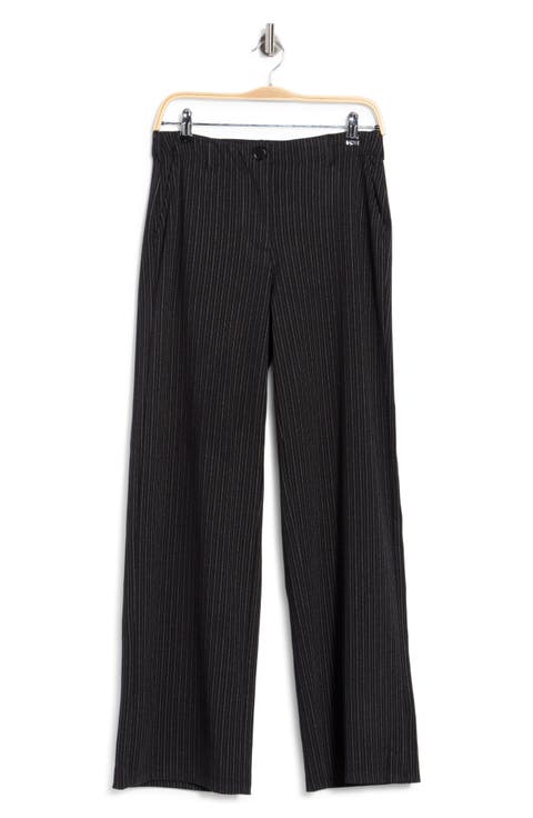 Pinstripe High Waist Wide Leg Trousers