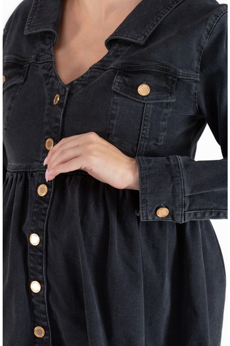 Nina Long Sleeve Denim Maternity/Nursing Dress, Alternate, color, GREY