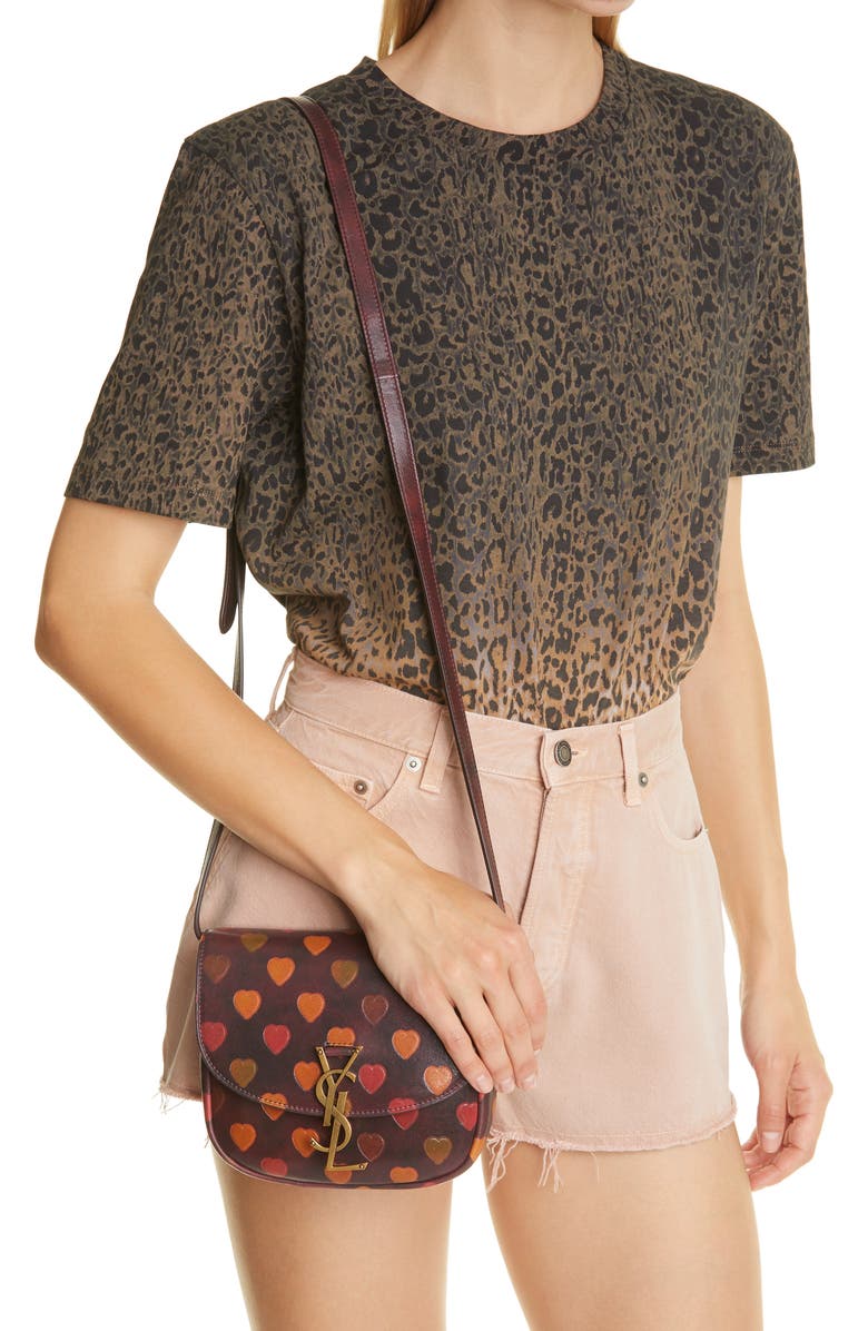 Saint Laurent Kaia Embossed Heart Leather Crossbody Bag, Alternate, color,