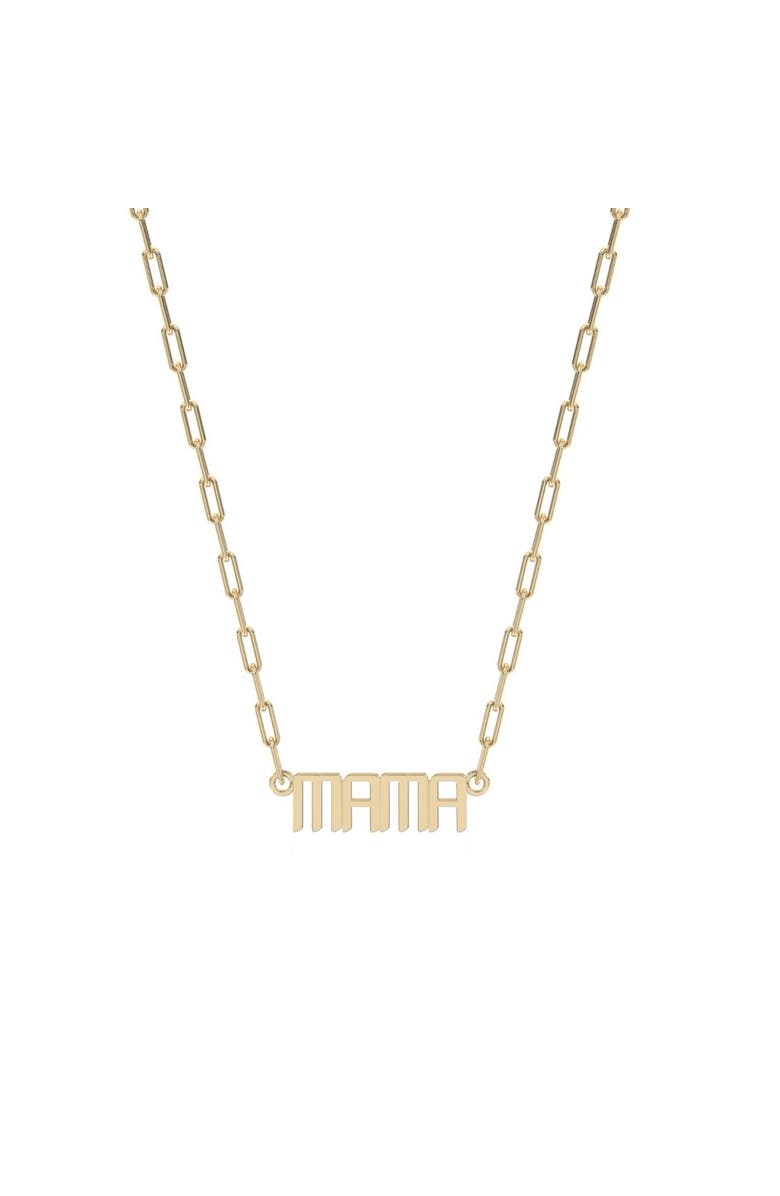 Leni James The Signature Mini Mama Nameplate Necklace, Main, color, Gold