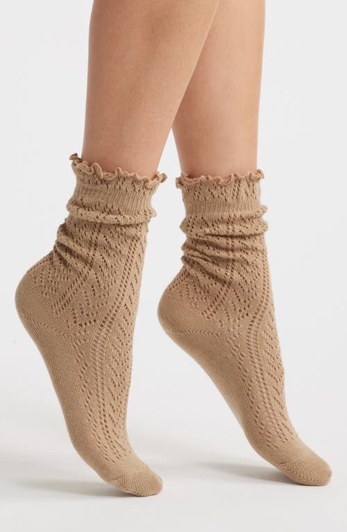 Casa Clara Pointelle Lettuce Edge Crew Socks