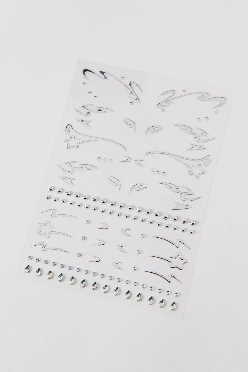 Never Have I Ever Chromed Out Face Adornments In Metallic Silver