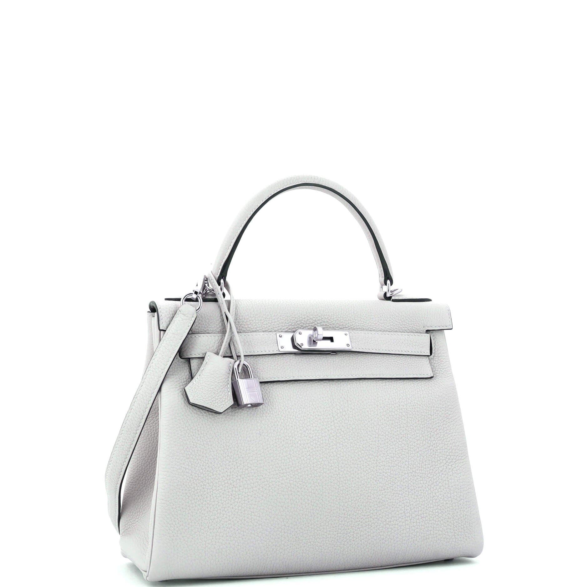 Pre-Owned Hermes Kelly Handbag Grey Togo with Palladium Hardware 28, Alternate, color, 