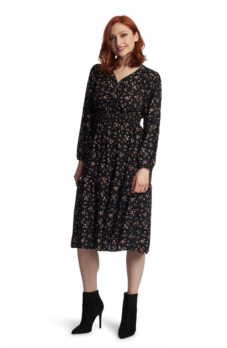 Everly Grey Jenny Floral Long Sleeve Maternity/Nursing Dress, Alternate, color, 
