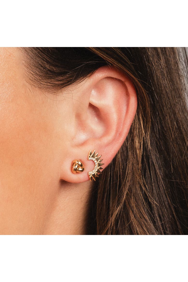 Polished Gold Knot Stud Earring, Alternate, color, Yellow Gold