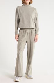 90 DEGREE BY REFLEX Marled Pique Perry Two-Piece Lounge Set