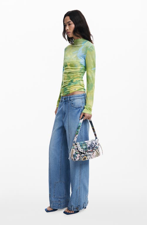 Desigual Small Collage Perforated Crossbody Bag In White