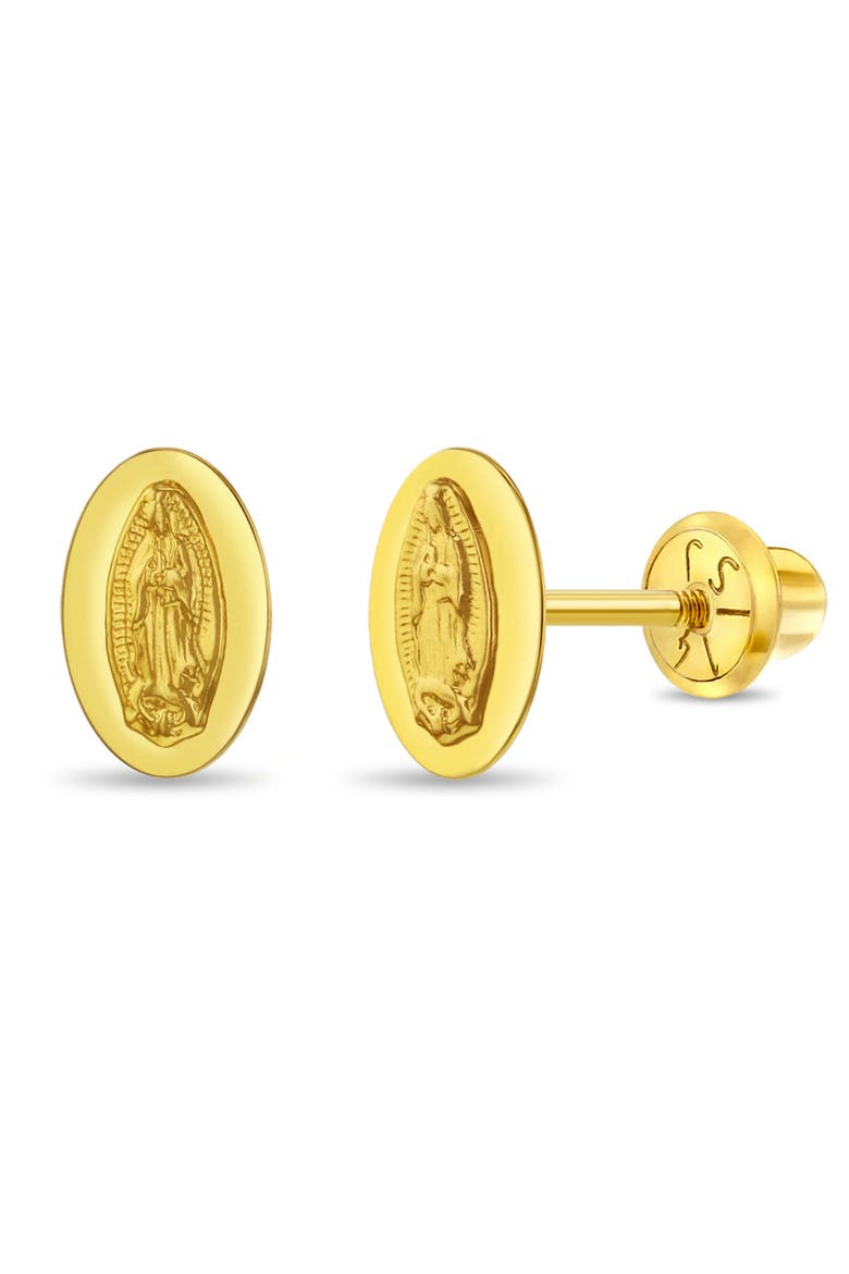 14k Our Lady of Guadalupe Earrings, Main, color, Gold