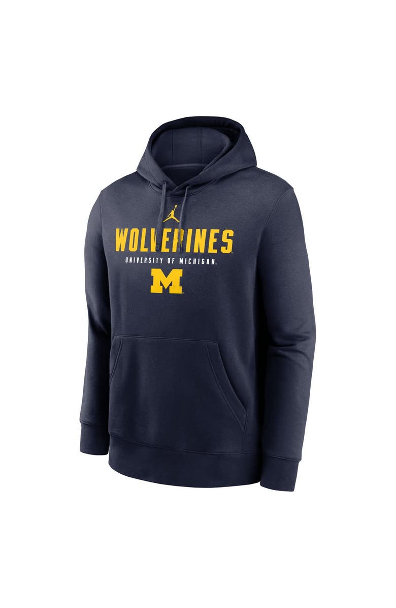 Jordan Brand Men's Jordan Brand Navy Michigan Wolverines Primetime Dynamic Mascot Club Fleece Pullover Hoodie, Alternate, color,