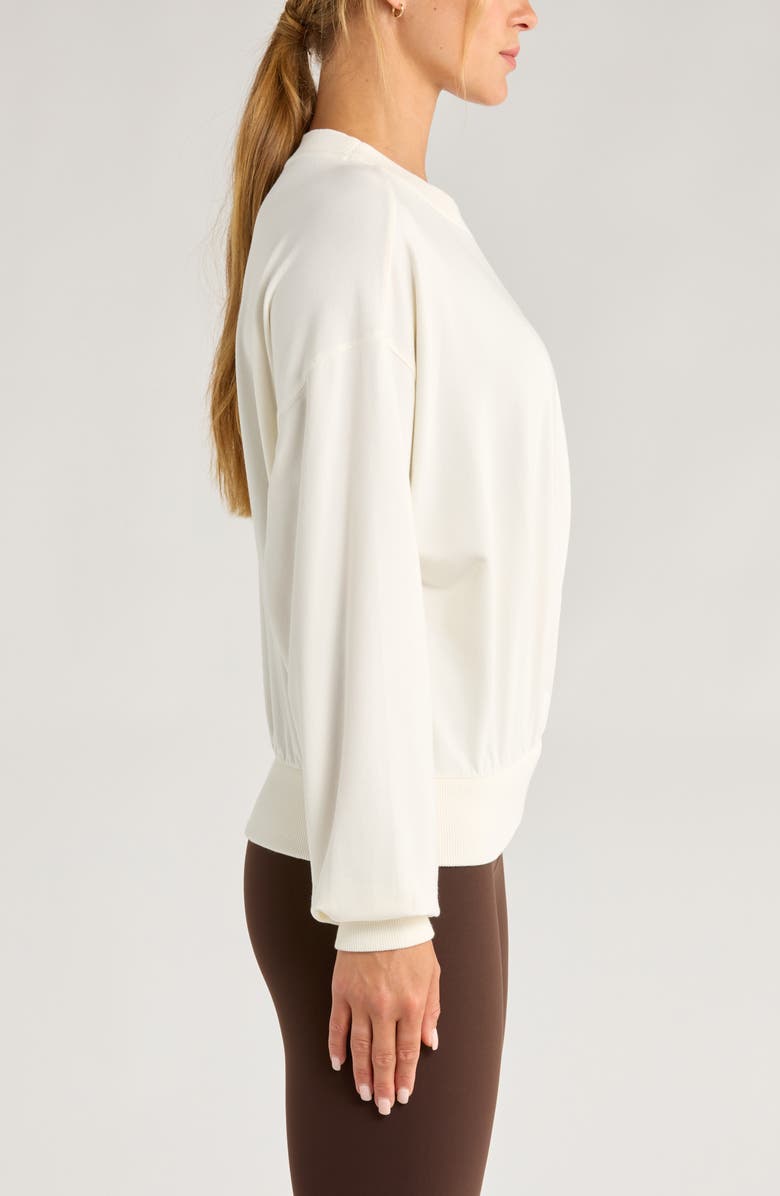 Zella Luxe Terry Pleated Pullover, Alternate, color, Ivory Egret