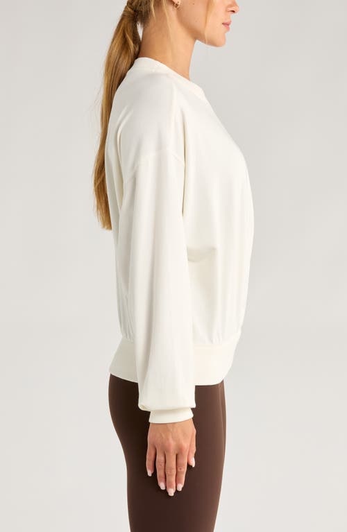 Zella Luxe Pleated Cotton Blend Terry Sweatshirt In White