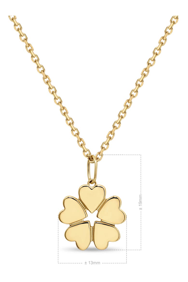Clover Heart Pendant Necklace in 14K Gold, 19mm, Alternate, color, Yellow Gold