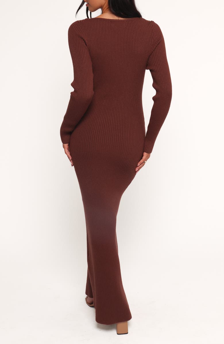 Petal & Pup Marshall Long Sleeve Rib Knit Maxi Dress, Alternate, color, Chocolate