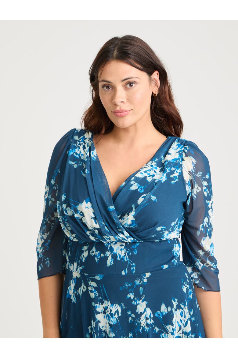 Helena Floral Midi Dress, Alternate, color, Navy Ivory
