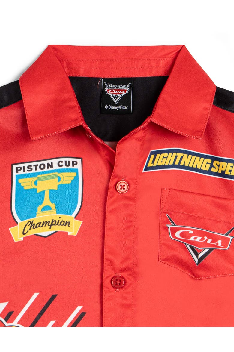 Short Sleeve Button Down Shirt, Alternate, color, Lightning McQueen Red Red