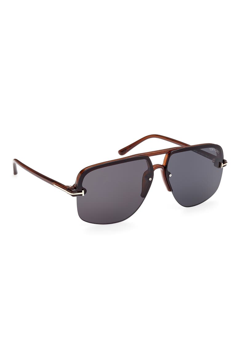 Hugo-02 63mm Oversize Navigator Sunglasses, Alternate, color, SHINY LIGHT BROWN / BLUE