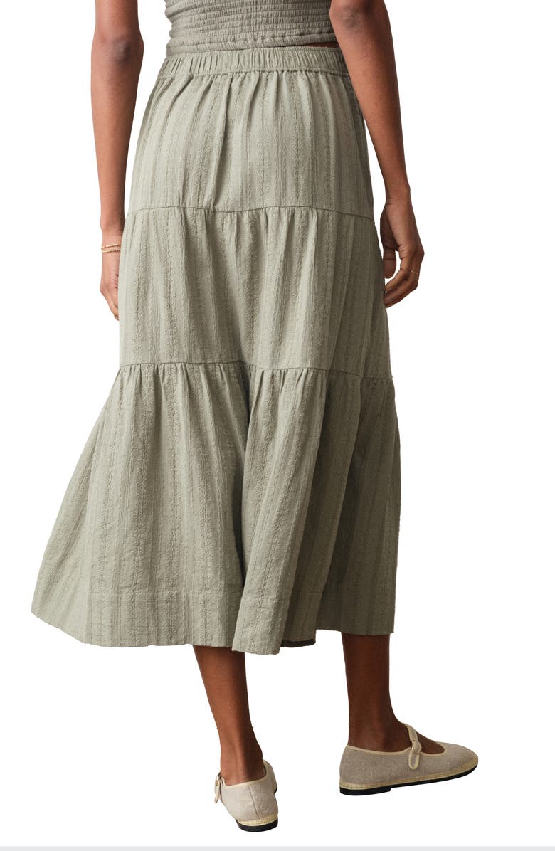 Marine Layer Lana Tiered Cotton Maxi Skirt, Alternate, color, Sage