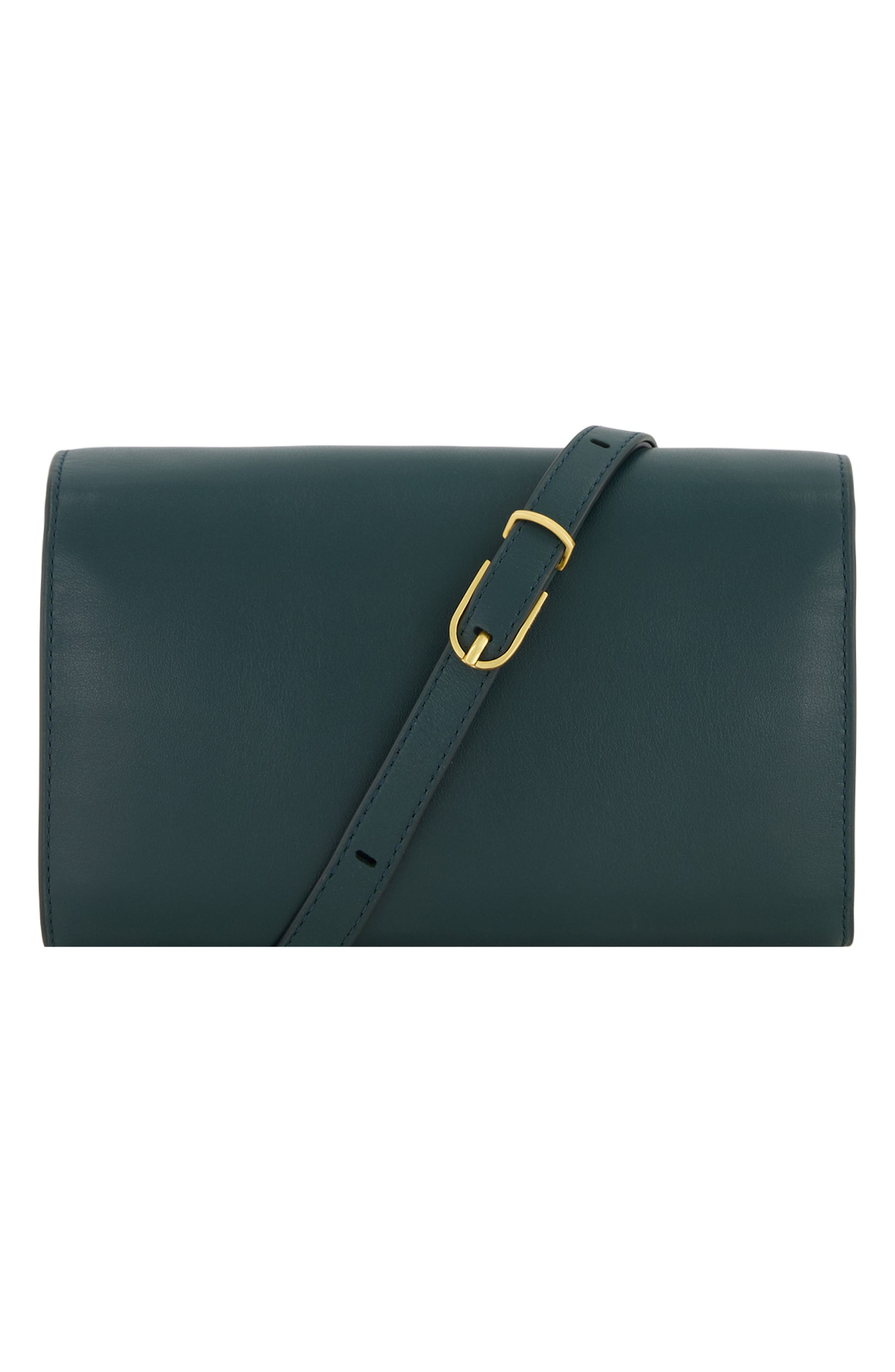 Leather Crossbody Wallet, Alternate, color, JUNIPER