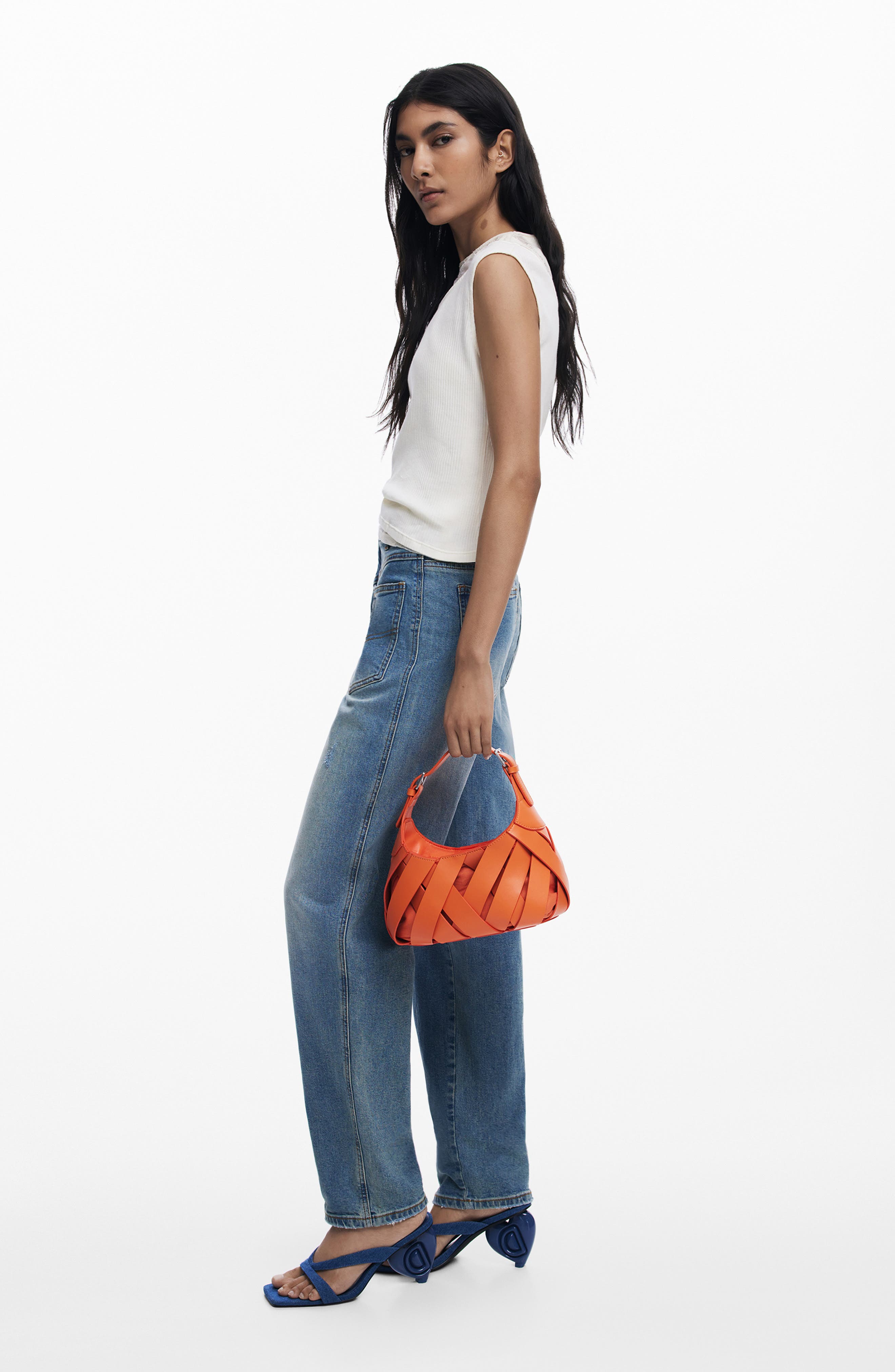 Desigual Faux Leather Shoulder Bag, Alternate, color, Orange