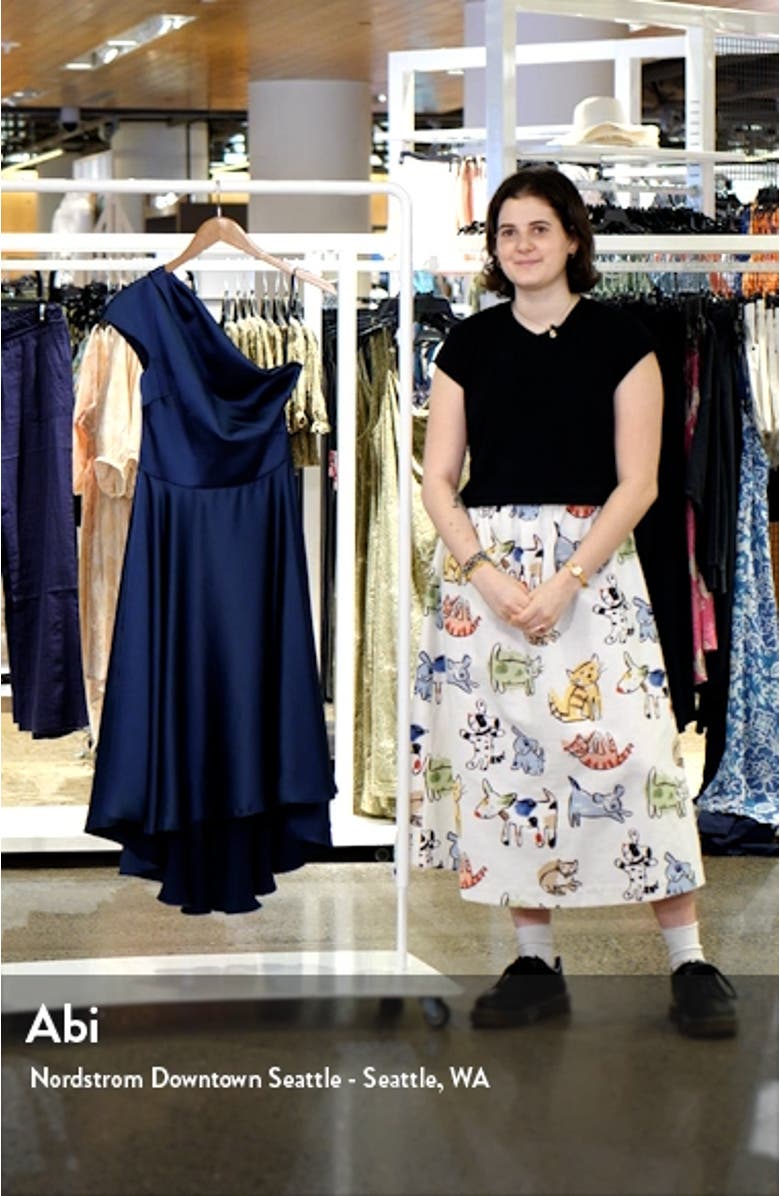 One-Shoulder High-Low Satin Cocktail Dress, sales video thumbnail