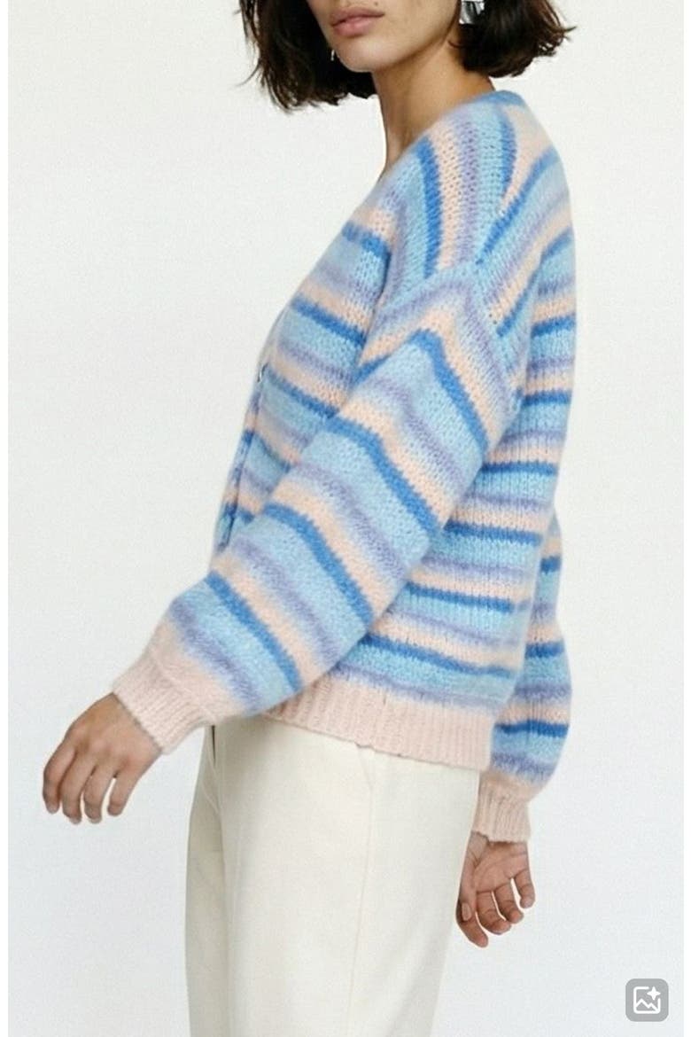 Maybe Stripe Open Front Cardigan, Alternate, color, CASHMERE BLUESTRIPES NEBULAS B