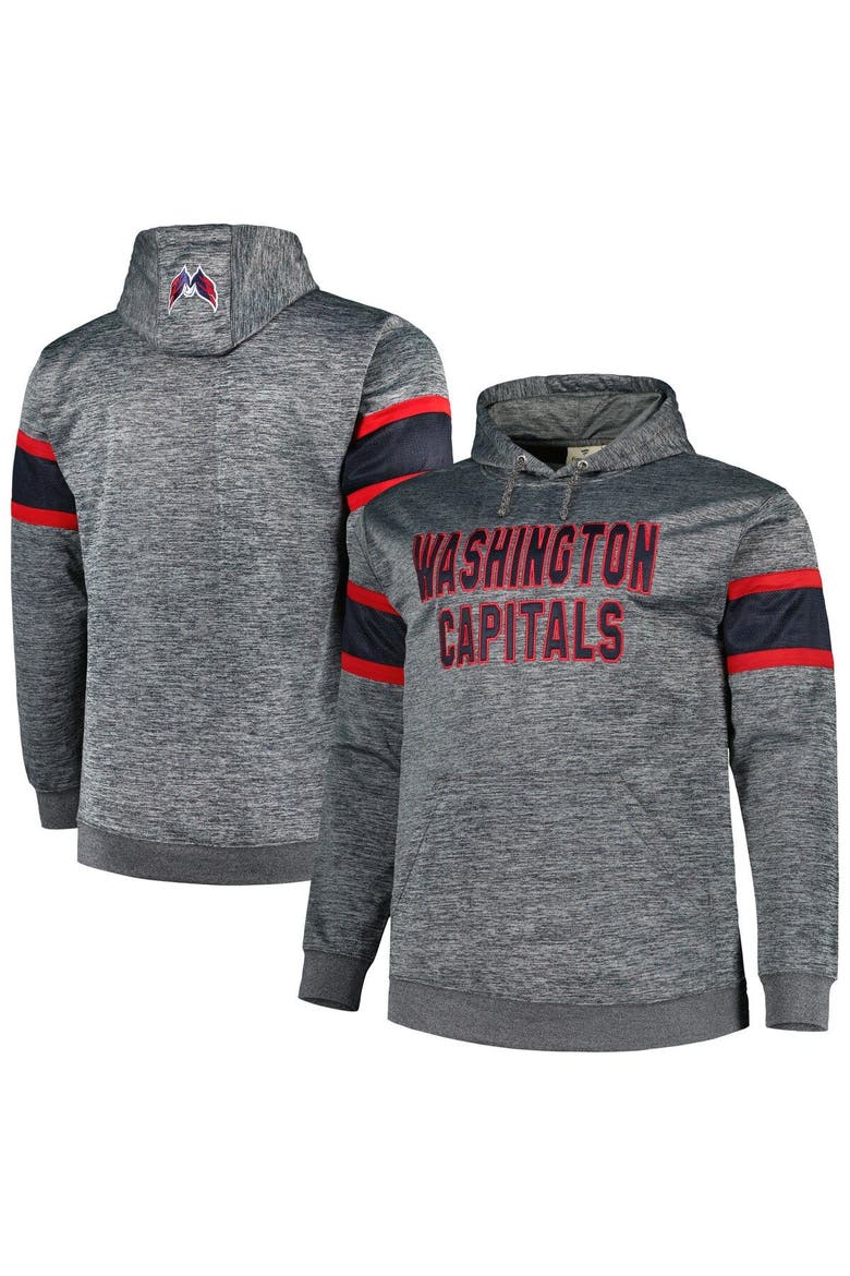 Men's Heather Charcoal Washington Capitals Big & Tall Stripe Pullover Hoodie, Main, color, Heather Charcoal
