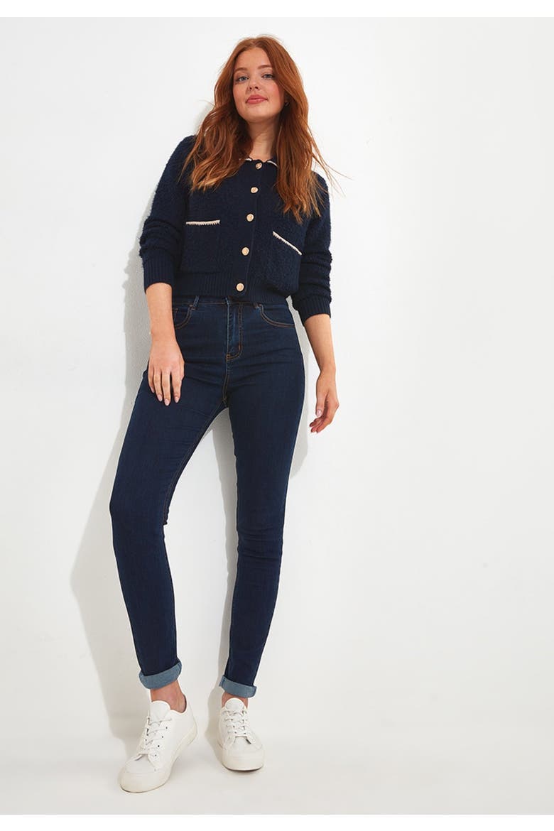 High Waisted Skinny Jeans, Main, color, DARK BLUE
