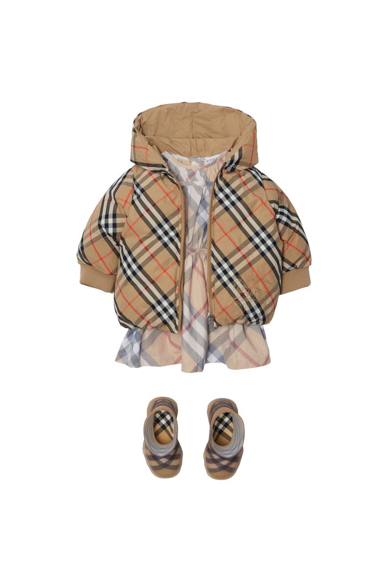 Burberry Reversible Check Nylon Puffer Jacket, Alternate, color, Sand