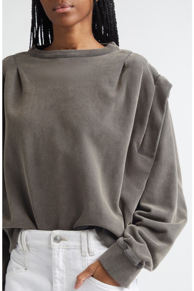 Soldy Pleated Shoulder Sweatshirt, Alternate, color, FADED BLACK