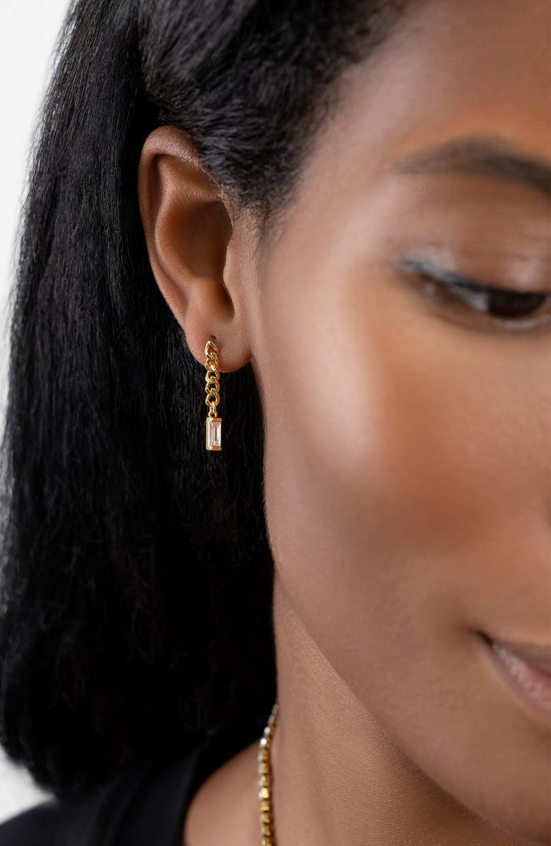 Adornia Chain Crystal Drop Earrings, Alternate, color, Gold