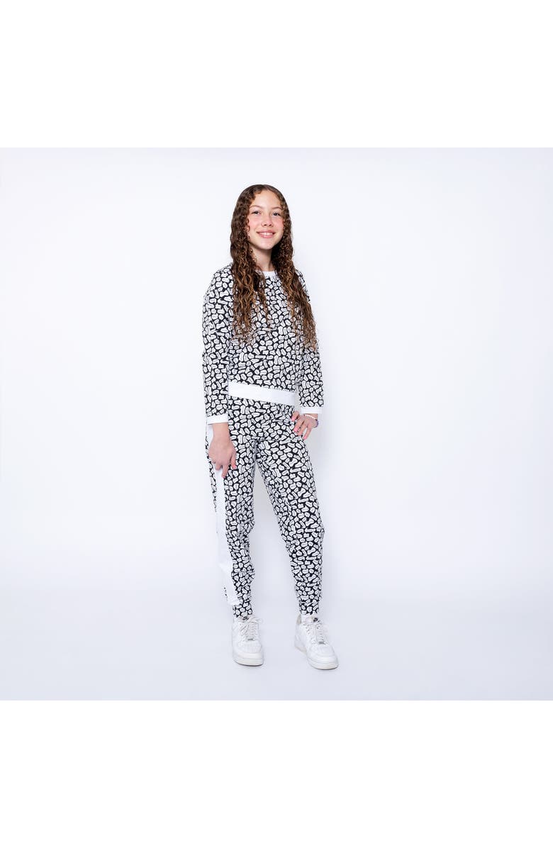 Mixed Up Clothing Kids Crewneck Sweatshirt and Jogger Pants Set - Black/White-Hello, Alternate, color, Black/White/Hello