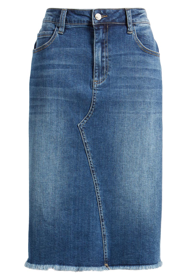 Reveal Denim Midi Skirt, Alternate, color, BEACH BLUE