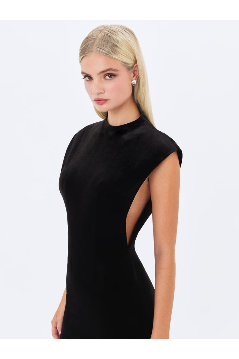 Vienna Velvet Mock Neck Mini Dress, Alternate, color, Black