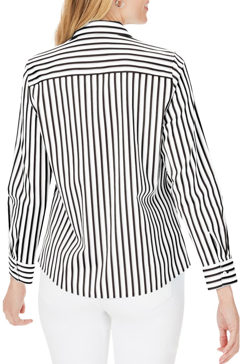 Ava Essential Stripe Non-Iron Shirt, Alternate, color, BLACK