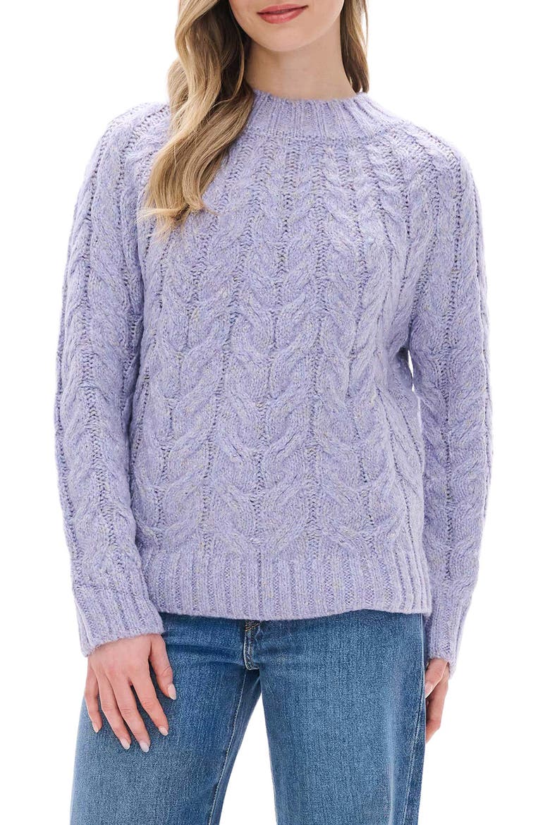 Dylan Cable Knit Sweater, Main, color, LILAC FLECKS