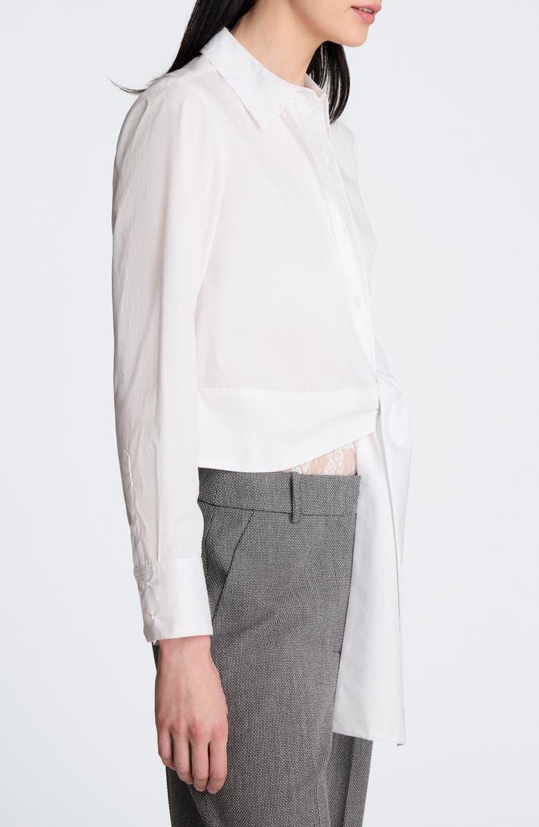 Kenneth Cole Tie Waist Poplin Shirt, Alternate, color, Pure White