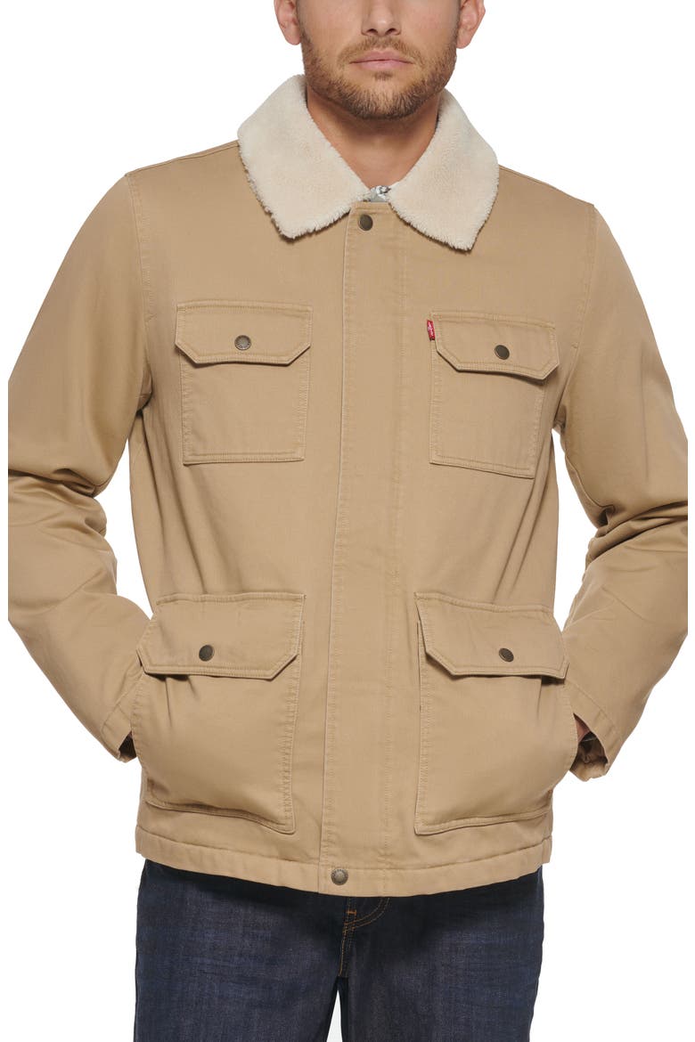 Levi's® Corduroy High Pile Fleece Collar Field Coat, Alternate, color, TAN