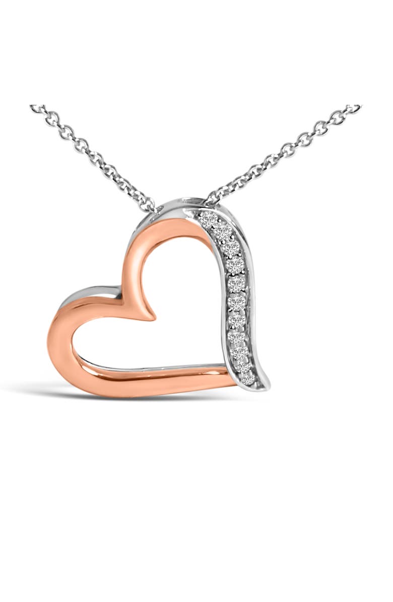 Haus of Brilliance 14K Rose Gold Plated Sterling Silver 1/10 Cttw Diamond Open Heart Pendant Necklace, Alternate, color, White Gold Over Silver