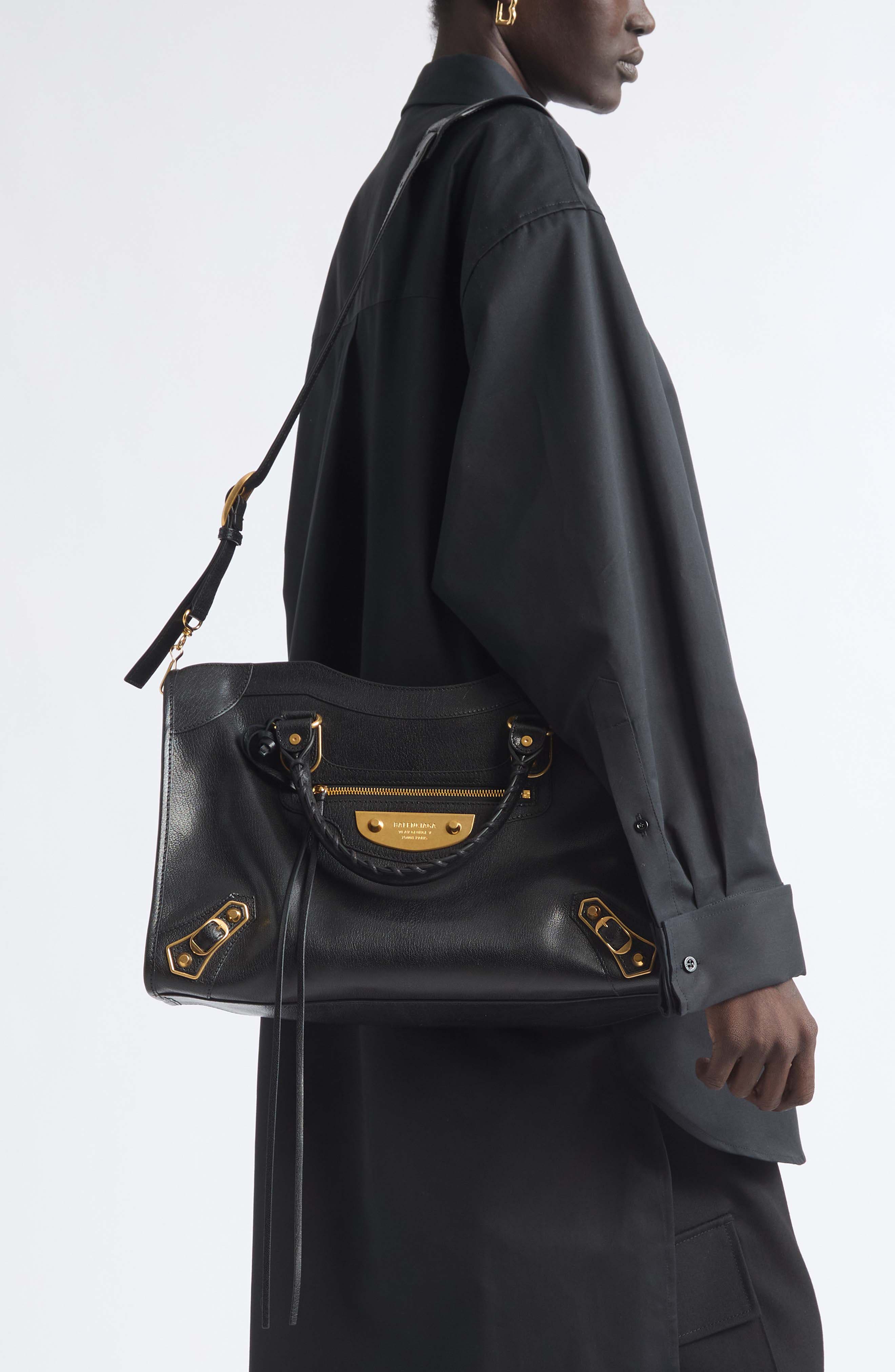 Medium Le City Uptown Leather Top Handle Bag, Alternate, color, 1000 BLACK