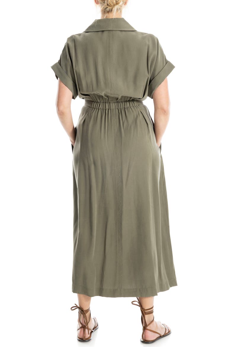 Rolled Sleeve Midi Shirtdress, Alternate, color, SAGE-SAGE