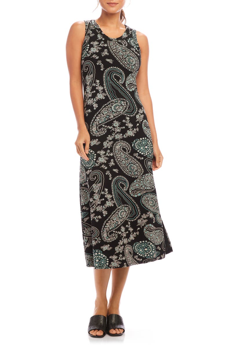 Karen Kane Paisley Print Sleeveless Jersey Midi Dress, Main, color, Paisley