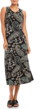 Karen Kane Paisley Print Sleeveless Jersey Midi Dress