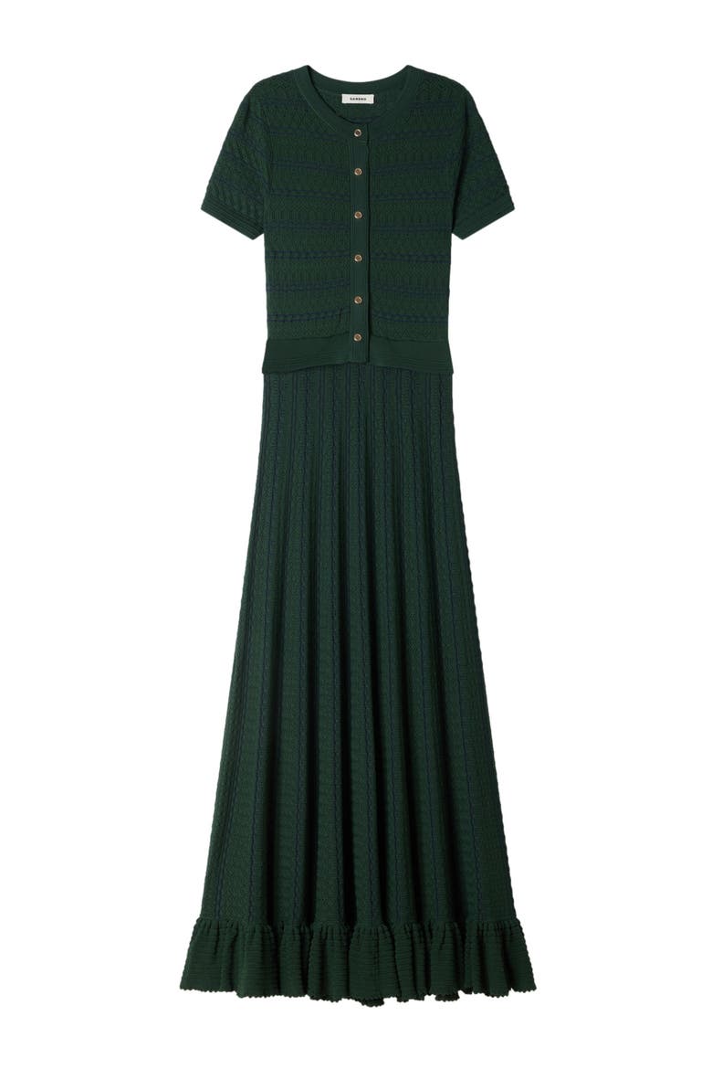 Pointelle knit maxi dress, Alternate, color, Green