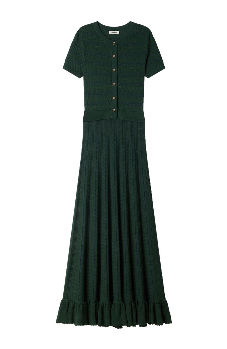 SANDRO Pointelle knit maxi dress, Alternate, color, Green