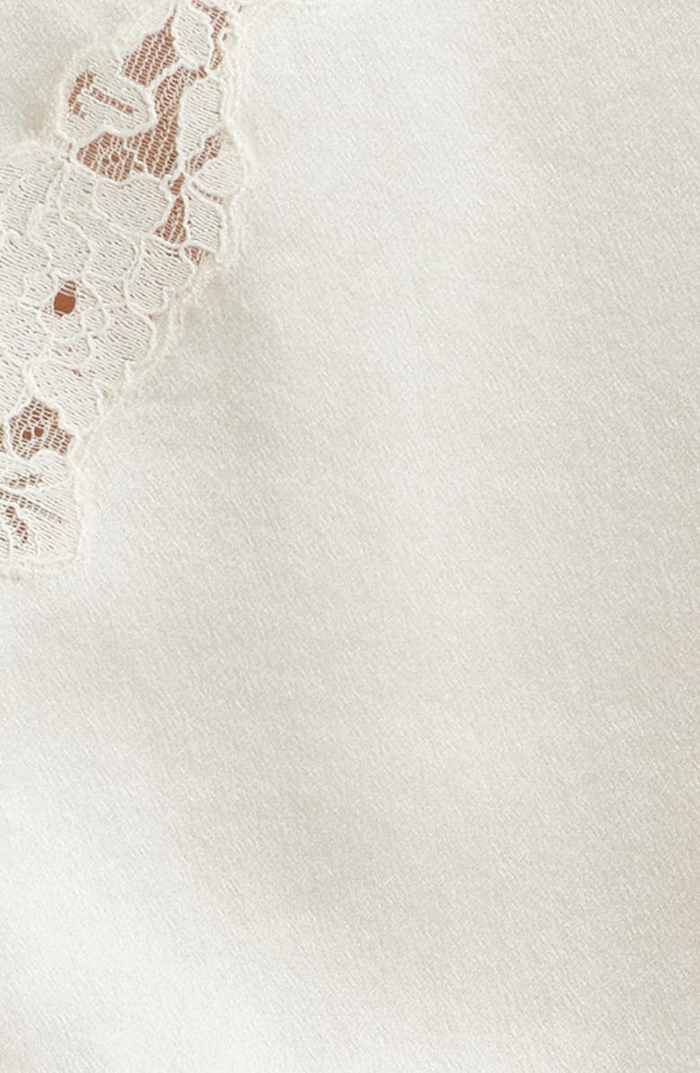 DÔEN Viviane Lace Trim Silk Satin Top, Alternate, color, Sea Salt