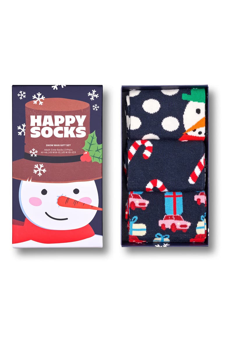 Holiday Assorted 3-Pack Crew Socks Gift Set, Alternate, color, NAVY