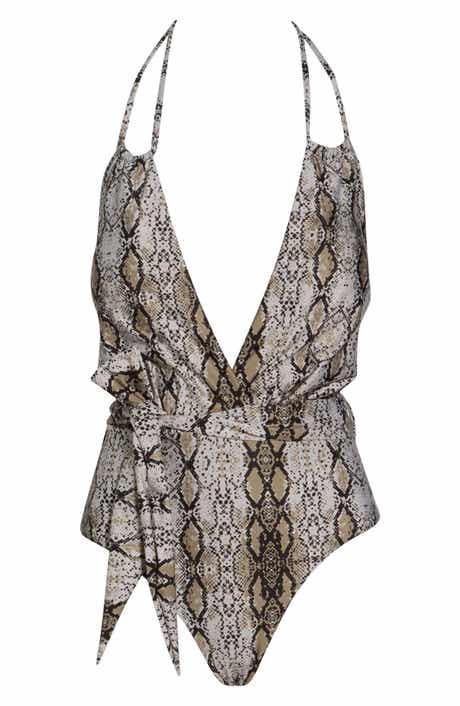 Cosita Linda Halter Neck Plunge One-Piece Swimsuit