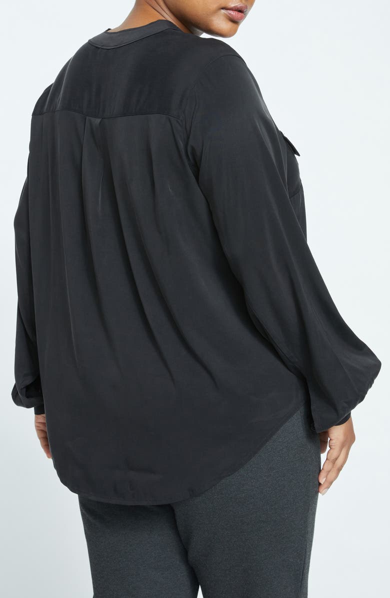 Universal Standard Cupro Blend Button-Up Shirt, Alternate, color, Black