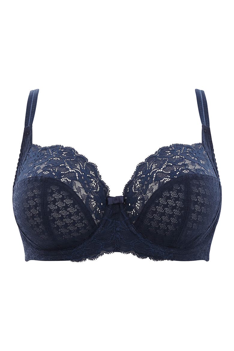 Envy Underwire Stretch Lace Side Support Bra, Alternate, color, NAVY